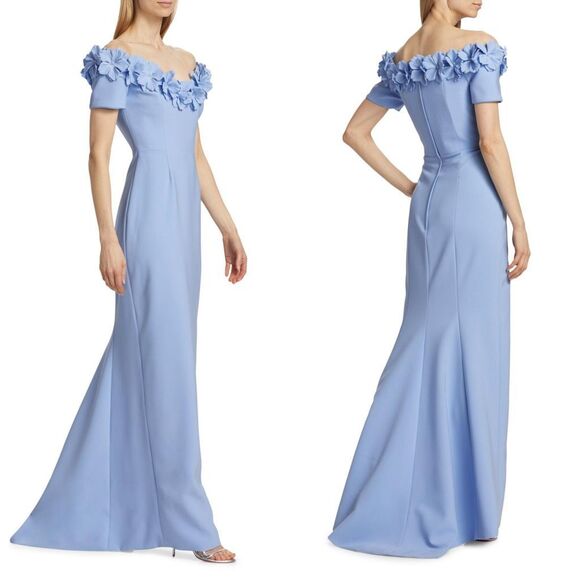 NWT Catherine Regehr Off Shoulder Sunflower Trumpet Skirt Gown Size US2 $3070 - Picture 1 of 9